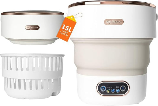 Portable Washing Machine 15L, Mini Washer with 4 Modes and Spin Basket, Large Capacity Laundry Washer Deep Cleaning for Underwear,Baby Clothes, Foldable Washing Machine for Apartments,Camping,Travel