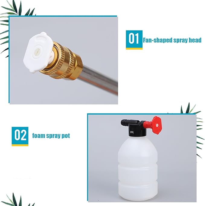 Hose Pressure Nozzle - Power Spray, jat Wash guun | High Flow Cleaning Tool with Pump Hose Bottle for Car Wash Pet Bath Outdoor Yard Patio Deck Plants Rinse Window Driveway Lawn Irrigation Aid