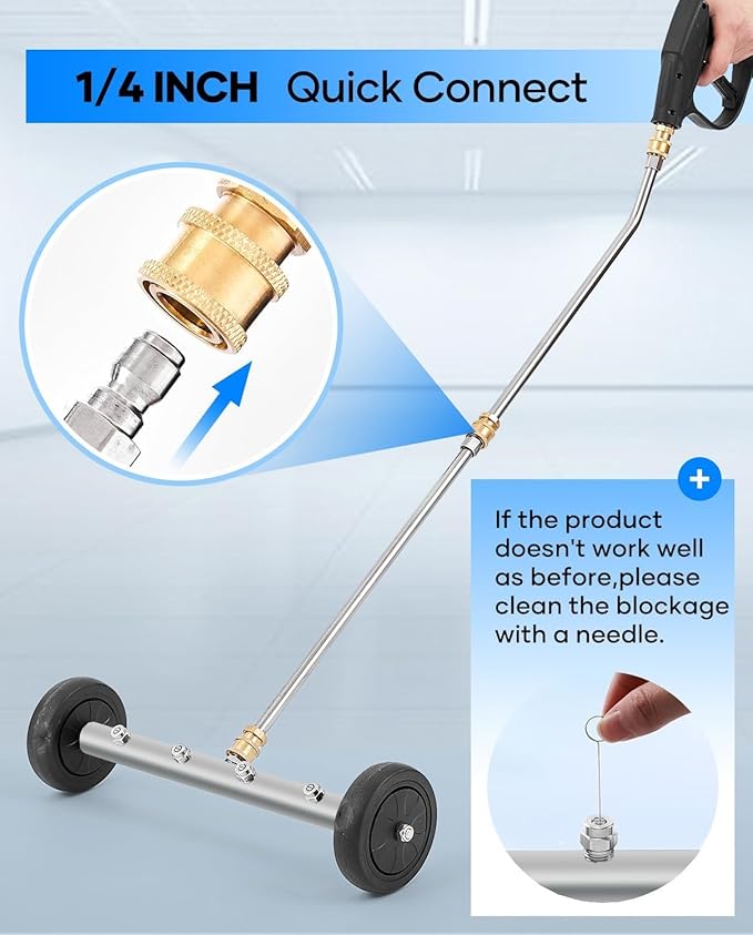 Saker Undercarriage Pressure Washer,16 Inch Pressure Washer Undercarriage Cleaner,4000 PSI Undercarriage Washer Attachment Under Car Cleaner with Pressure Washer Gun and 3 Extension Wands