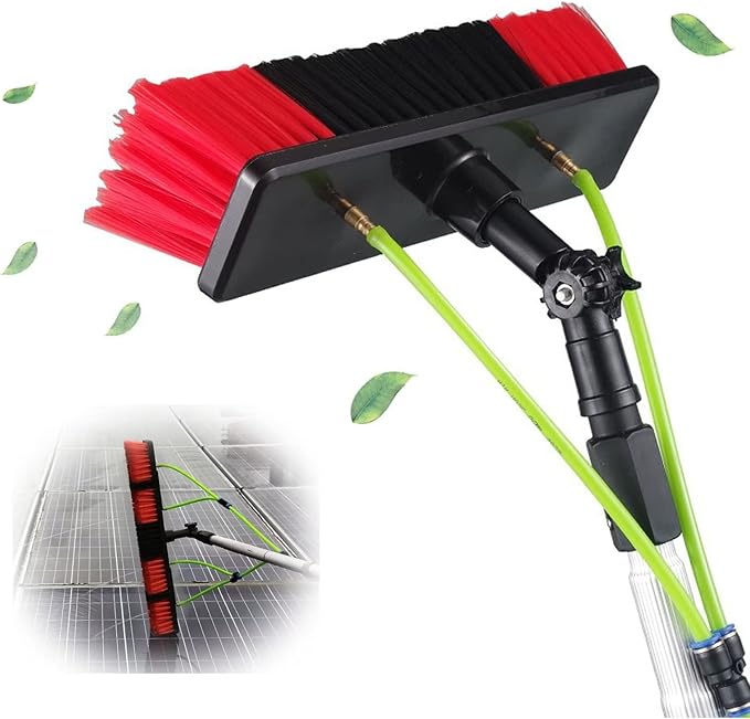 11m/36ft Window Cleaning Pole, Water Fed Telescopic Brush, Water/Hose Fed Pole, Cleaning Photovoltaic and Solar Panels / 11m Rod / 30cm Brush Head