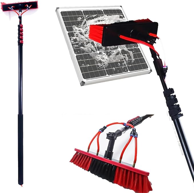 Telescopic Cleaning Brush, Multi-Purpose Water Spray Brush, Solar Panel Cleaning Equipment, Telescopic Hydrocleaner, 3.6m-10.8m, Roof Cleaning Tools Window Cleaner Kit(20FT/6M)