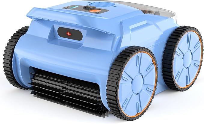 (2025 Upgraded) Pool Vacuum for Inground Pools, Cordless Robotic Pool Cleaner with Floor, Wall and Waterline Cleaning, Above & In-Ground Pools up to 2200 sq.ft, Blue