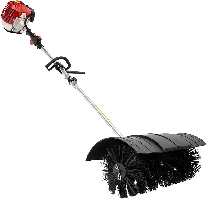 52Cc Handheld Lawns Sweeper, 1700W 2 Stroke Gas Handheld Sweeper for Artificial Turf, Gas Power Sweeping Broom Machine Heavy Duty Leaf Sweeper for Gravel Snow Cleaning Yard 2.3HP
