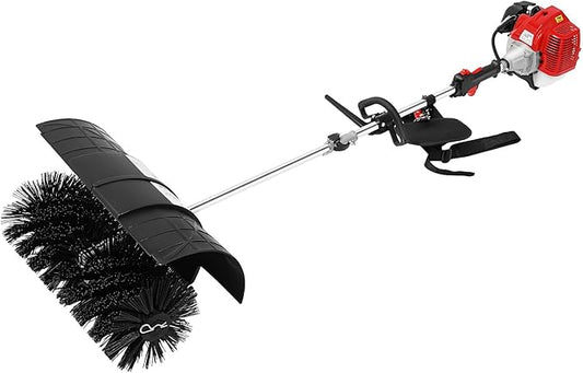 2-Stroke 52CC Gas Power Handheld Sweeper, Motor Side-Mounted Sweepers Snowplow Broom Driveway Turf Lawns Artificial Grass Power Brush Lawn Sweeper Cleaner Tools (52CC 2.3HP(Blowing Function))