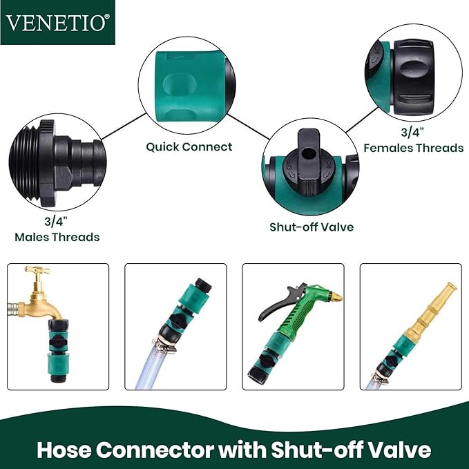 VENETIO 8-Dial Hose-End Sprayer Pro with Quick Connector for Liquid Fertilizer | Lawn and Garden Nozzle Spreader for Uniform Fertilizing, Pet Washing and Outdoor House Cleaning, 34oz Dispenser Bottle