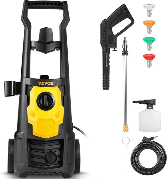 VEVOR Electric Pressure Washer, 2000 PSI 1.76 GPM, Portable Cleaner with 30ft Hose, Foam Cannon & 5 Nozzles for Cars, Patios, Fences - ETL Listed