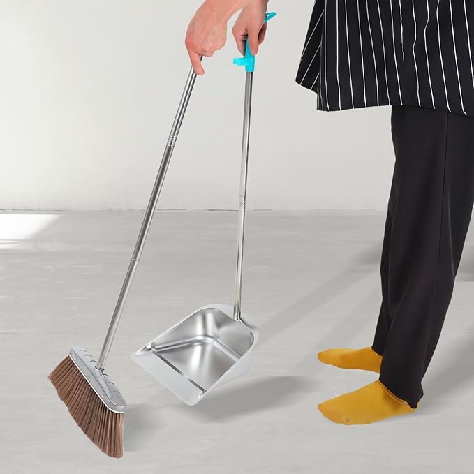 Ergonomic Handle Broom Dustpan Set Indoor House Cleaning Tool Broom and Dustpan for Home