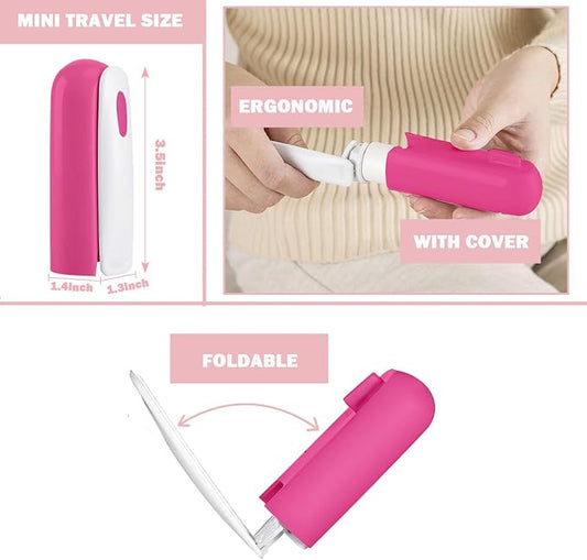 Mini Lint Roller Travel Size, Reusable Portable Lint Roller for Clothes, Travel Essentials with 150 Sheets Refillable, Sticky Small Pet Hair Remover for Purse Bag Car (Rose) - Image 2