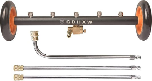 GDHXW 2-in-1 Undercarriage Pressure Washer Water Broom 18 Inch Under Car Pressure Washer Attachment with 3 Extension Wands Wash Mitt,5000 PSI