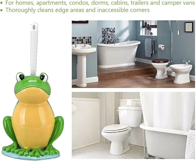 Frog Shape Toilet Brush Set, Creative Bathroom Cleaning Brush with Holder, Ergonomic Handle, and Space Saving Design for Effective Cleaning