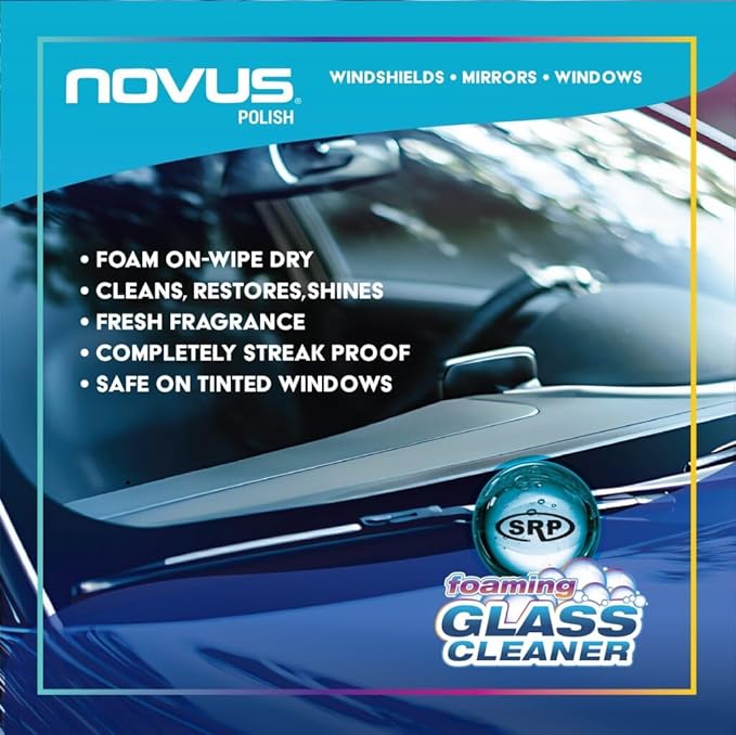 Novus 1802 | Glass Cleaner Spray | Powerful Foaming Glass Cleaner, Streak-Free Shine for Home and Auto | Safe for All Glass Surfaces | 19 Ounces (12 Pack)