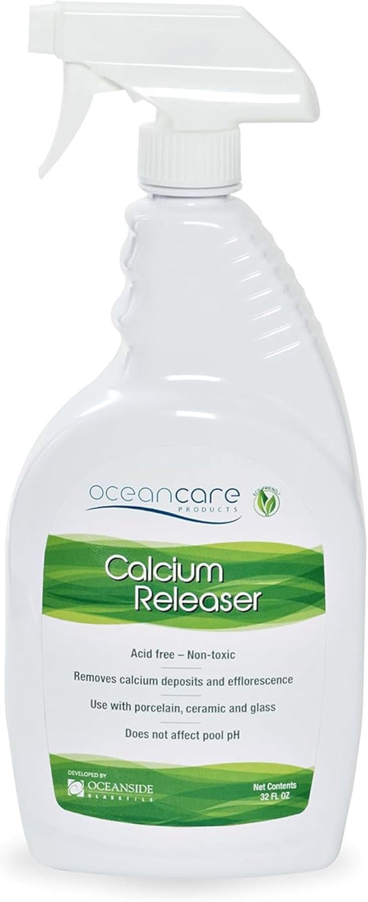 OCEANCARE Products - Calcium Releaser - Quart Trigger Spray, 32 FL OZ - Pool Tile Cleaner Calcium Remover, Safe on Glass, Porcelain, and Ceramic Surfaces - Calcium Cleaner - Tile and Grout Cleaner