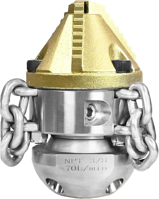 Anrain 3/8" NPT Sewer Jet Nozzle, 70L/min High-Pressure Drain Cleaner with Sharp Tip & Removable Chains, Compatible with 70L/min Pressure Washers for Pipe Blockages (Roots, Deposits)