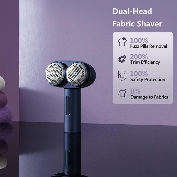 Nesugar Dual-Head Fabric Shaver, Electric Lint Remover with Green Light | 3 speed settings, honeycomb mesh protection & green light identification. Ideal for sweaters, coats, couch & linens. - Image 3