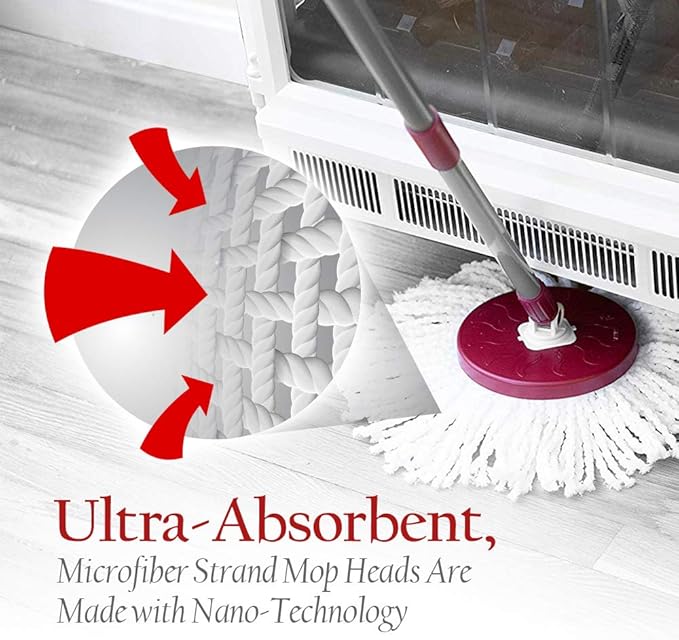 Ruby Red Spin Mop with 1 Extra Mop Head