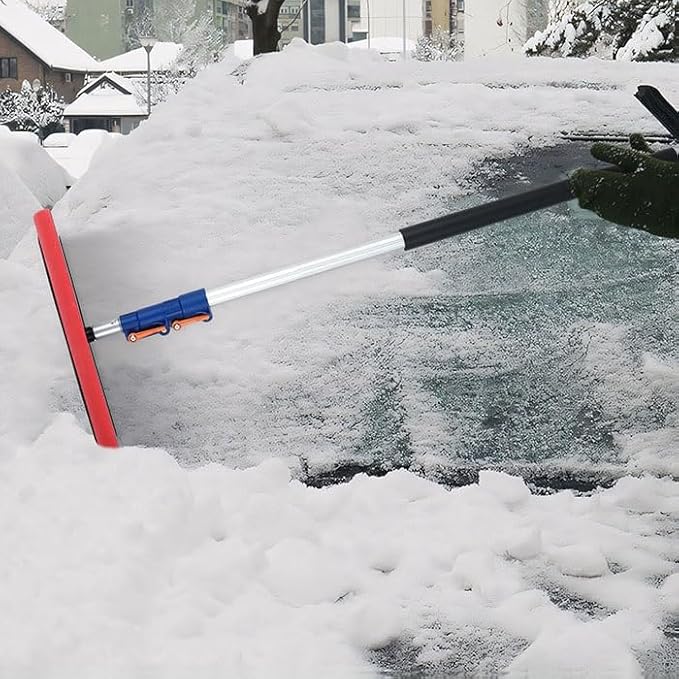 Snow Rakes Roof Rake, 5-12 Ft Extendable (Up to 18 Ft Reach) Lightweight Aluminum with Soft Foam Pad for Snow Removal Solar Panel Cleaning