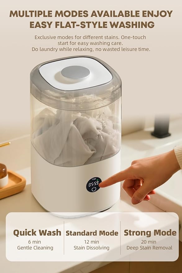 Portable Mini Washing Machine, 4L Mini Washing Machine, AC Powered Compact Washer for Underwear, Baby & Pet Clothes, Countertop Laundry Machine for Singles, Apartments, RV
