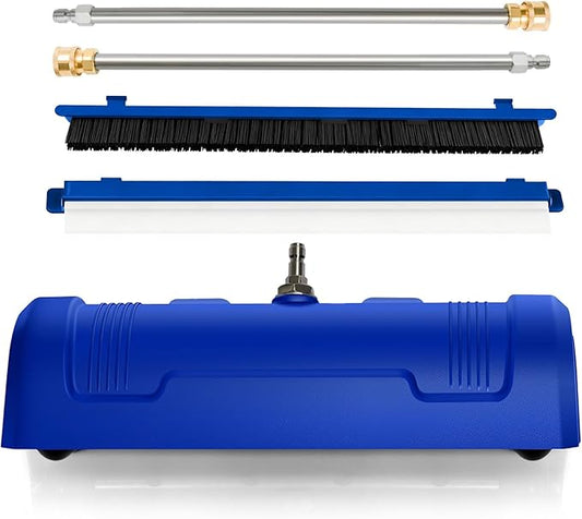 GALAXYER Pressure Washer Surface Cleaner, Metal Floor Washer Accessories for Driveways Sidewalks Patios with 2 Extension Pole Attachments, 1/4-inch Quick Coupler