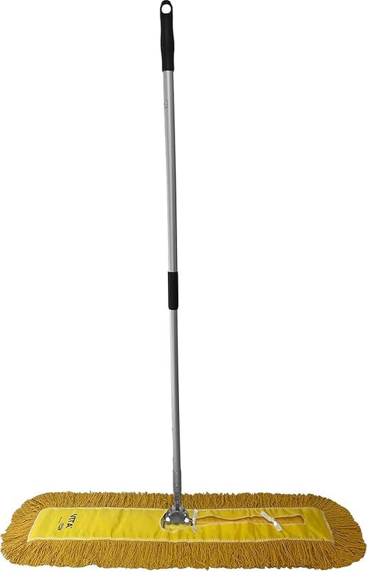 Ultimate Dust Mop Kit: Industrial-Grade Performance, Heavy-Duty Frame, Telescopic Handle - Yellow 36 Inch