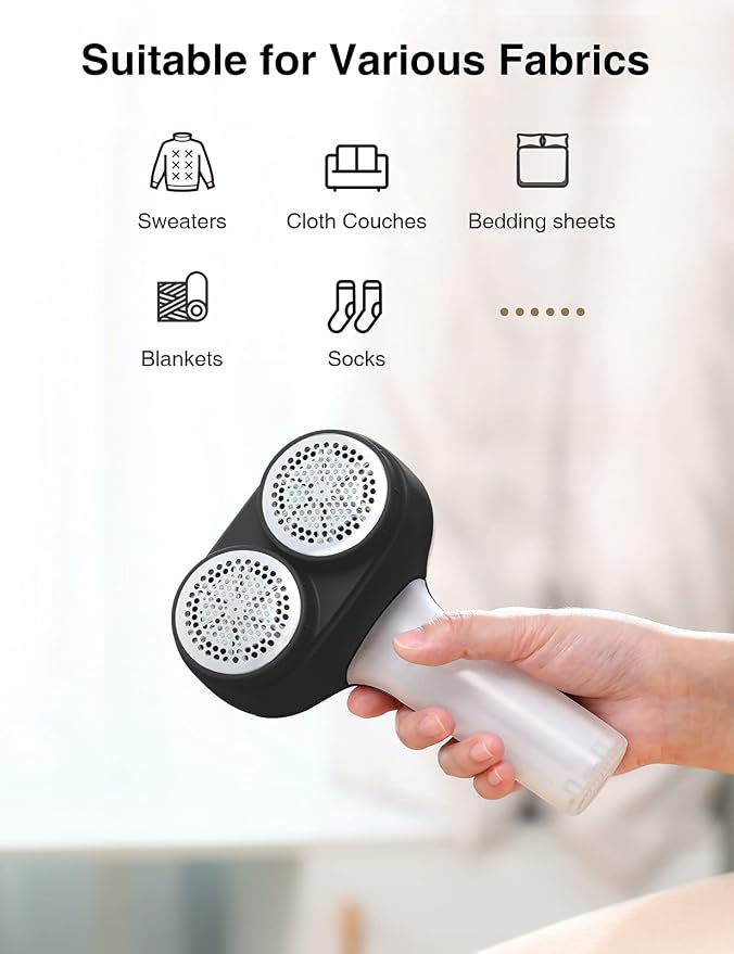 VASSON Fabric Shaver, Sweater Depiller & Pilling Remover | Dual-Head Design for 2X Faster Pilling Removal on Sweaters & Couches - Image 5