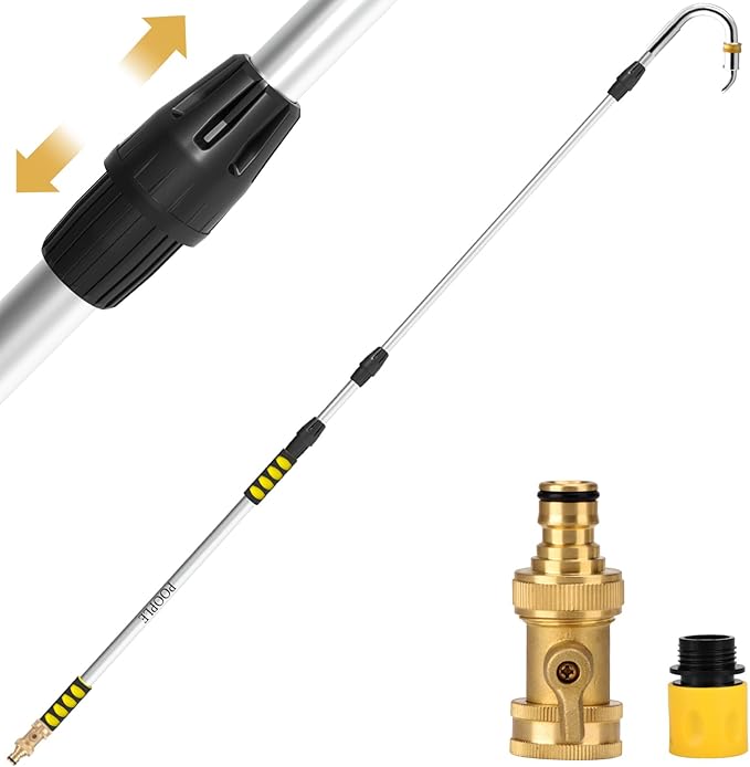 12FT (20ft Reach) Telescopic Gutter Cleaning Tools from The Ground, Rain Gutter Cleaners Tool with Hose Copper Attachment/09