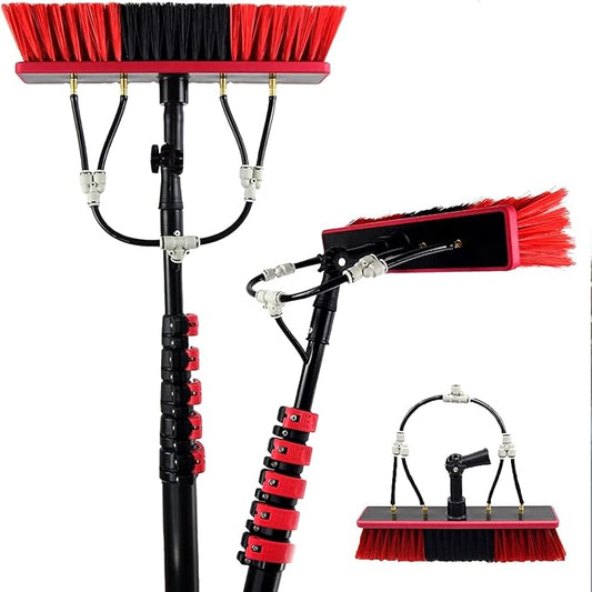 Window Cleaning Pole, Water Fed Telescopic Window Cleaning Brush, Extendable Cleaner Roof Cleaning Tools Window Cleaner Kit for Photovoltaic Panel, Trucks, Bus, Cars,24ft/7.2m-55cmBrushhead