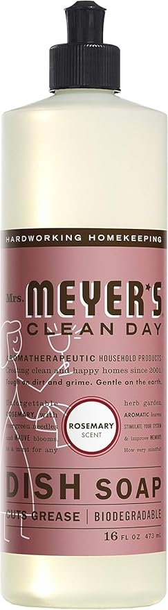 Mrs. Meyer's Clean Day Liquid Dish Soap, Rosemary, 16 Ounce Bottles, 3pk