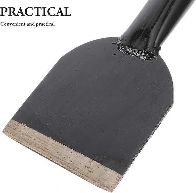 Heavy-Duty Railway Ice Removal Shovel with 12-inch Wide Metal Blade and Extended Wooden Handle for Snow Shoveling, Car Snow Scraper, and Driveway Cleaning Tool