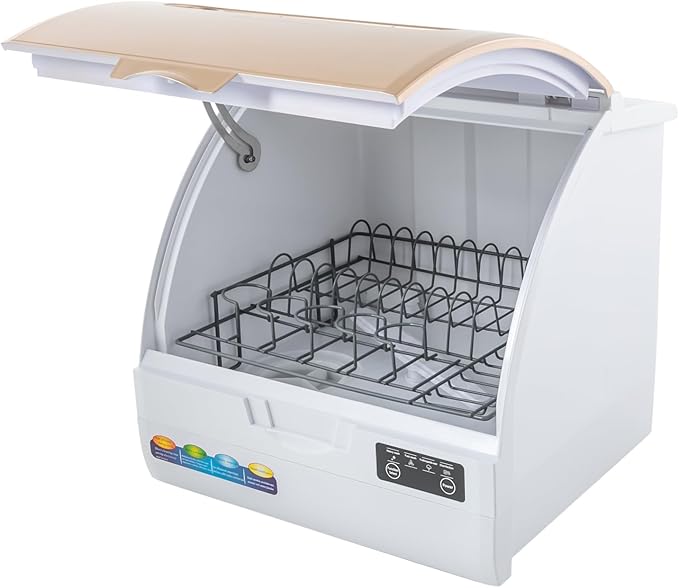 900W Countertop Dishwasher with 3 Washing Modes, 167℉ High-Temp, No Installation Needed, Portable Dishwasher with 3L Water Tank,Compact Mini Dish Washing Machine for Home (Type B - Gold)