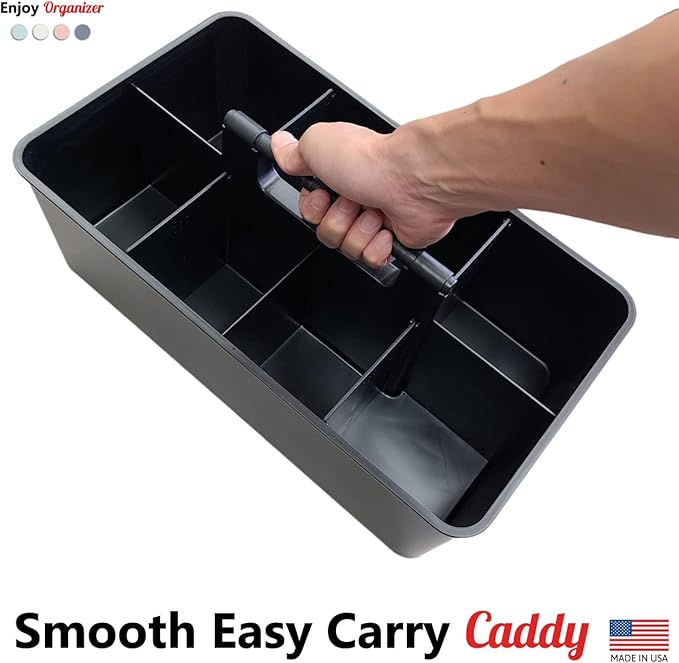 Enjoy Organizer- 2 Commercial Extra Large Portable Stackable Carry Caddy, Black, Carrier for Cleaning, Bathroom, Supplies, Tools, All-Purpose Made in USA (2)