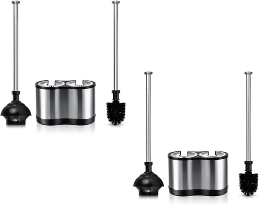 ToiletTree Products Modern Deluxe Freestanding Toilet Brush and Plunger Combo - 5.5" x 9.5" x 18.5" (2 Pack)