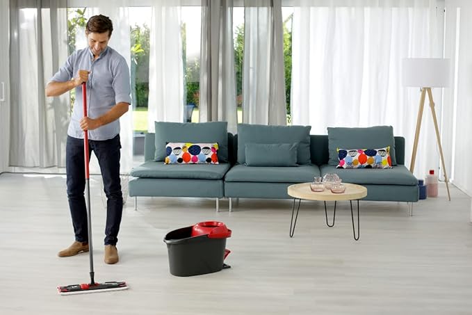 Vileda Ultramax Turbo XL Set, XL Floor Mop with Telescopic Handle for Large Surfaces, Microfibre Mop Cover, Bucket with Spinner, for All Hard Floors, Love It Clean, Eco Packaging