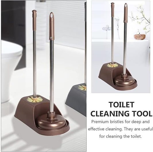 DOITOOL Toilet Brush and Plunger Set with Long Ergonomic Handle for Deep Cleaning Bathroom Toilets Non-Slip Grip Toilet Cleaning Tools for Home Maintenance 20.5 Inch Length