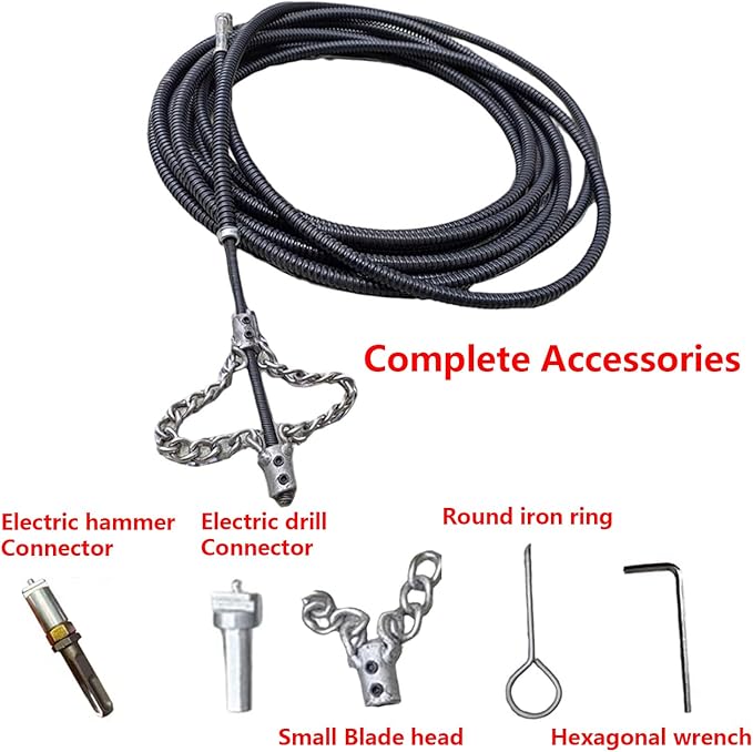 Flex-Shaft Sewer Descaling Chain,Drain Clog Remover,Gutter Cleaning Tools Drain Cleaner for Toilet Shower Kitchen Bathroom Tub Clogged Drains Opener Tool(500cm,Black)