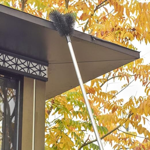 Efficient Roof Dust Removal Brush - Adjustable Gutter Cleaning Tool with Durable PET Bristles (2.28m)(1.98m)