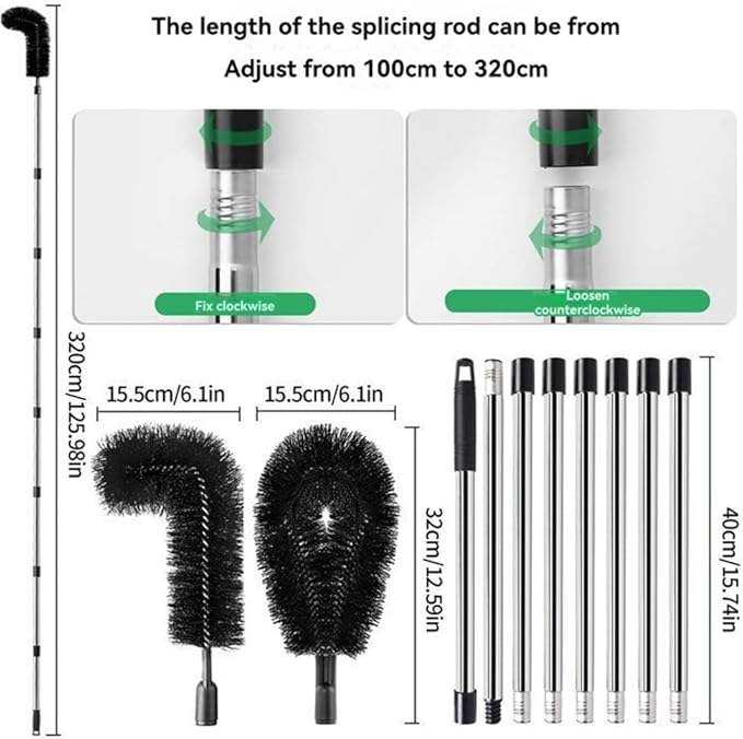 Aboiled Adjustable Gutter Cleaning Tool - Long Reach Gutter Cleaner & Brush for Safe and Easy Cleaning from Ground