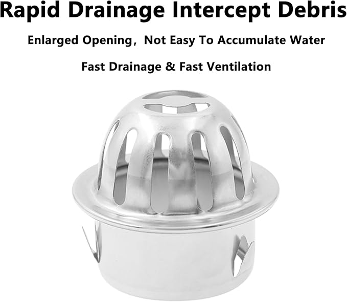 Roof Floor Drain,SAFYY 304 Stainless Steel Roof Drain Dome,Balcony Roof Dome Drain Cover,Yard Outdoor Anti Blocking Strainer,Gardens Gutter Cleaning Tool,Rain Bucket Drainage Parts (1, 50mm/1.97")