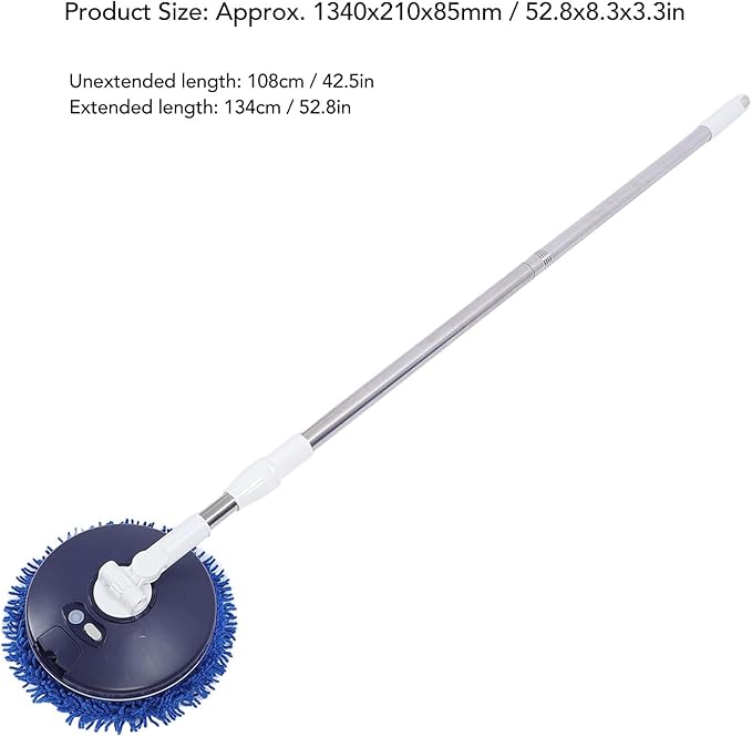 Electric Car Cleaning Brush, Telescopic Handle Cordless Cleaning Brush Scrubber Automatic Rotating Car Wash Brush Mop Cleaning Tool for Home Car Glass Tile Floor (Blue)