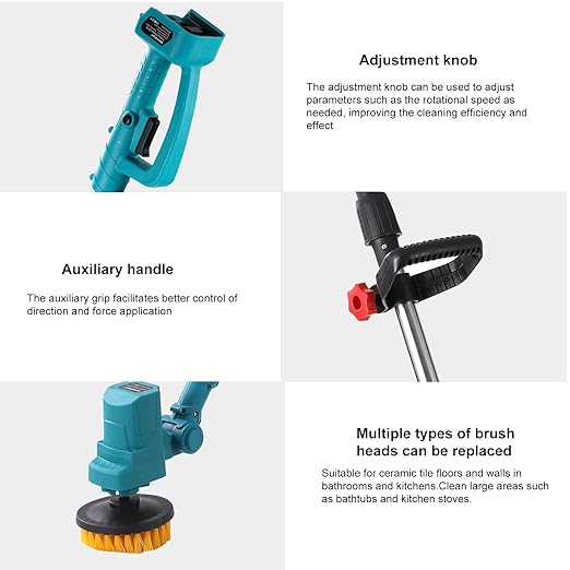 Electric Spin Scrubber Extra Long Foldable Compatible with Makita 18V Battery(Tool Only),Cordless Rechargeable Spin Scrubber,1800RPM Cordless Cleaning Brush for Bath/Tub/Tile/Floor