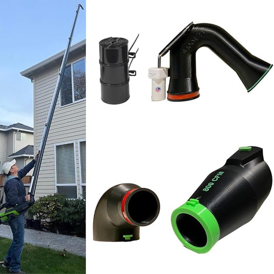 30 Feet, Two-Story High Gutter Cleaning Kit for Greenworks Leaf Blowers, 80V 800 CFM, 750 CFM; 60V 780 CFM, 660 CFM (car Drying Nozzle Included)