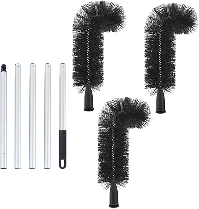 Gutter Cleaner Tools From Ground For Rooftops Wet Leaves, Gutter Cleaning Tools with 3 Brush Heads, Gutter Brush with Telescoping Handle to Unclog Downspouts(6.5ft)