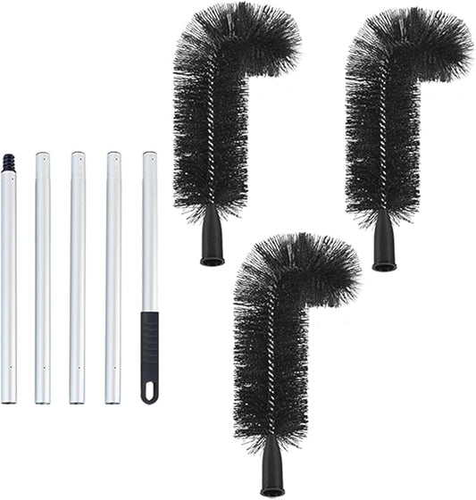 Gutter Cleaner Tools From Ground For Rooftops Wet Leaves, Gutter Cleaning Tools with 3 Brush Heads, Gutter Brush with Telescoping Handle to Unclog Downspouts(5.5ft)