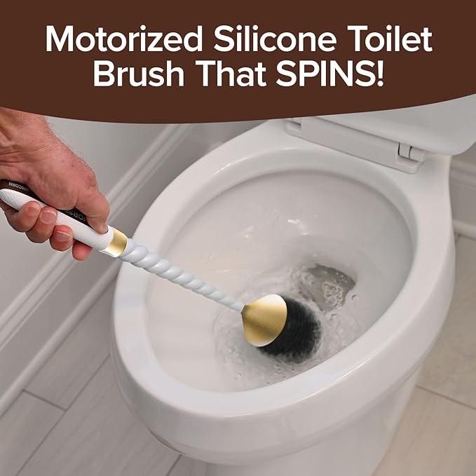 Horsepower Unicorn Gold Edition Electric Toilet Brush ?€? Extra-Long Run Time Motorized Power, 360?? Flexible Silicone Bristles, Rechargeable for Effortless Deep Cleaning