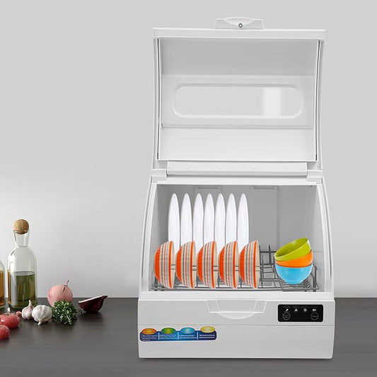 1200W Portable Countertop Dishwasher with 3 Washing Modes, 176℉ High-Temp, No Installation Needed, Compact White Dish Washing Machine for 12-18 Pieces of Cutlery (Type B - White)