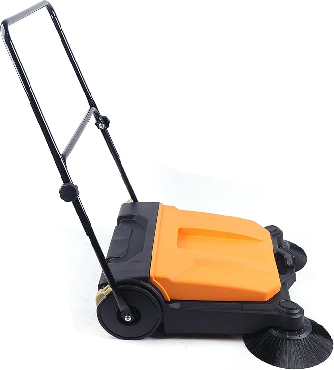 Outdoor Handheld Sweeper 27'' Gasoline Walk Behind Sweeper Power Cleaner Sweeping Broom Turf Lawns Driveway Grass Sweeping Cleaning Tool
