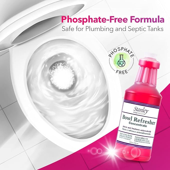 Stanley Toilet Bowl Cleaner & Deodorizer Concentrate 32?€?oz ?€? Wild Rose Scent ?€? Septic?€?Safe Bowl Refresher ?€? Cleans Stains & Residue with Each Flush (Pack of 1)