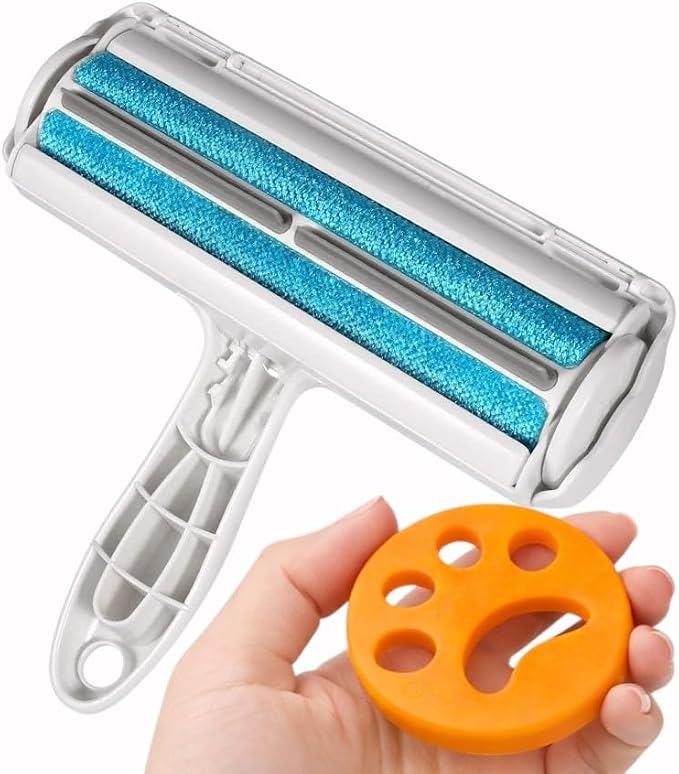 Pet Hair Remover Bundle, Reusable Lint Roller & Pet Hair Remover for Laundry Cat & Dog Fur Remover Set for Laundry Couch, Carpet Bedding & Clothes (Blue) by Unknown