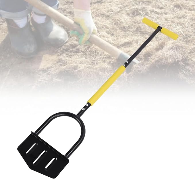 Lawn Edger Tool with T Handle, Stainless Steel Half Moon, Durable Garden Edging - Comfortable Grip, Ergonomic Design, Ideal for Sidewalks and Flower Beds
