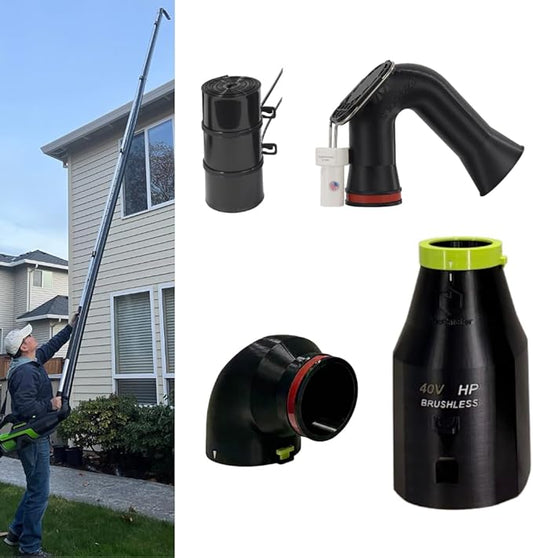 ArloCatcher 30-Foot Gutter Cleaning Kit for RYOBI Leaf Blower 40V 800 CFM RY40HPLB01 Leaf Blower– Two-Story Gutter Cleaning Tools from Ground, Ladder Free, Extension Pole Not Included