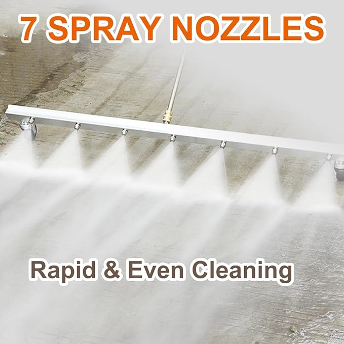 39 INCH Water Broom Pressure Washer Surface Cleaner 4000 Psi Power Broom Sweeper with 7 Nozzles and 2 Extension Wand for Concrete Driveway Sidewalk Deck, Roof，Floor Cleaning